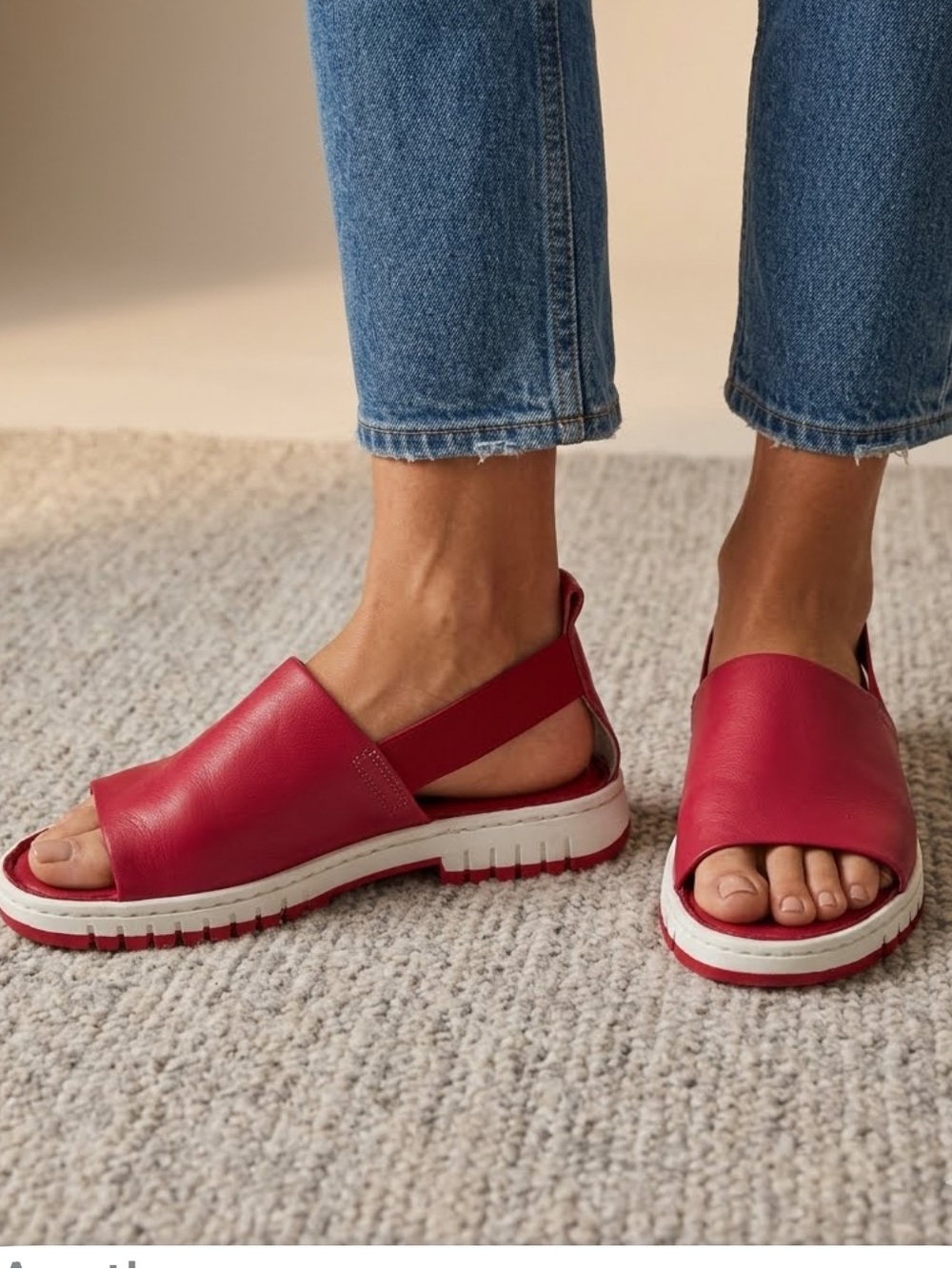 Rizoli Red Genuine Leather Ivoire Slingback slight Platform padded bed Sandals 8